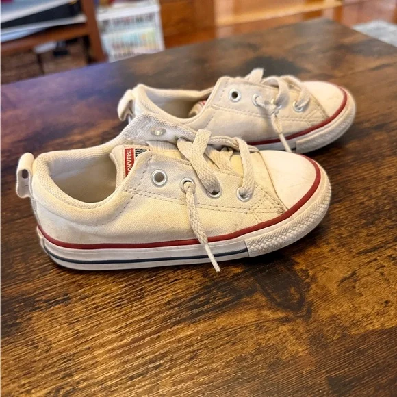 Converse Kids' White Sneakers with Red Trim - Picture 4 of 5